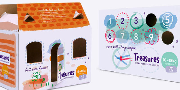 Treasures尿布包装设计让童趣延伸开来