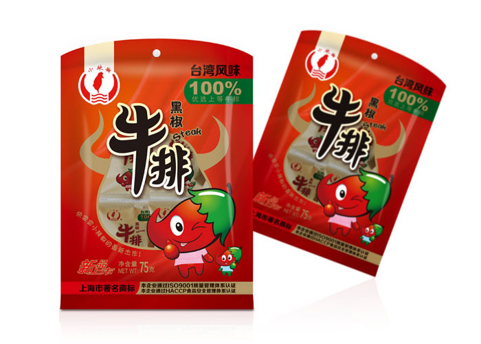 休闲食品儿童肉粉松香辣黑椒牛排肉制品设计