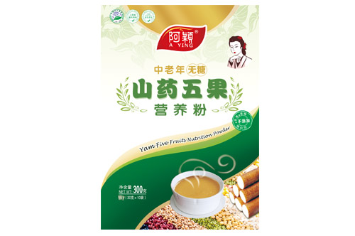 山药五果营养粉中老年无糖包装设计案例平面展开图